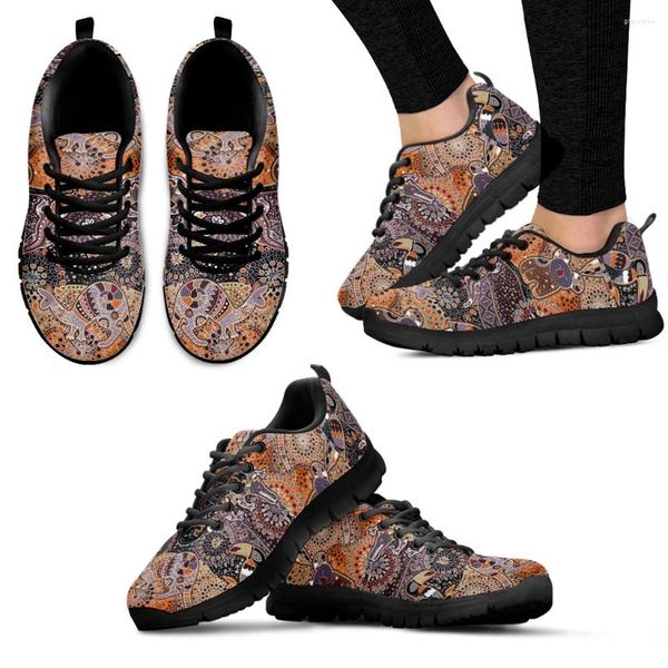 Sıradan Ayakkabılar Boho Kanguru Tasarım Marka Spor ayakkabıları el çizilmiş hayvan baskısı konforlu dantel up daireler zapatillas