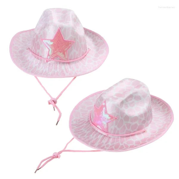 Berets ocidental rosa cowboy chapéu traje cosplay ornamento suprimentos domésticos para unisex criança menina meninos festival de aniversário