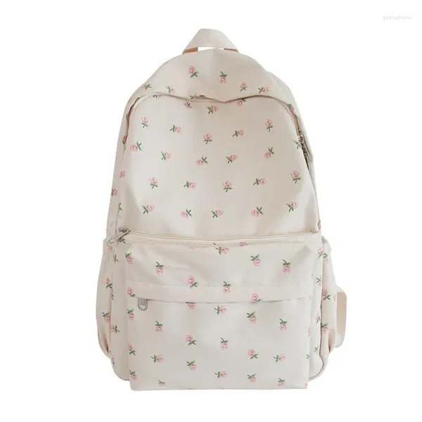 Schultaschen E74B Damen-Laptoptasche, Computer-Büchertasche für Arbeit, Uni, Reisen, Tagesrucksack, Geldbörse, mittelgroßer Rucksack, niedlicher Blumendruck