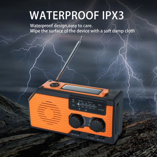 Radio tragbare Solar -Power -Handkurbel Radio AM/FM/WB NOAA WETTER LED Taschenlampe Power Bank für Outdoor Camping Wanderwanderung Solar Radio