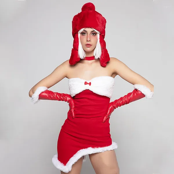 Bühne tragen 2024 Jazz Dance Kleidung Frauen Rot Hut Kleid Festival Party Rave Outfit Nachtclub Bar Gogo Leistung Kostüm VDB7781