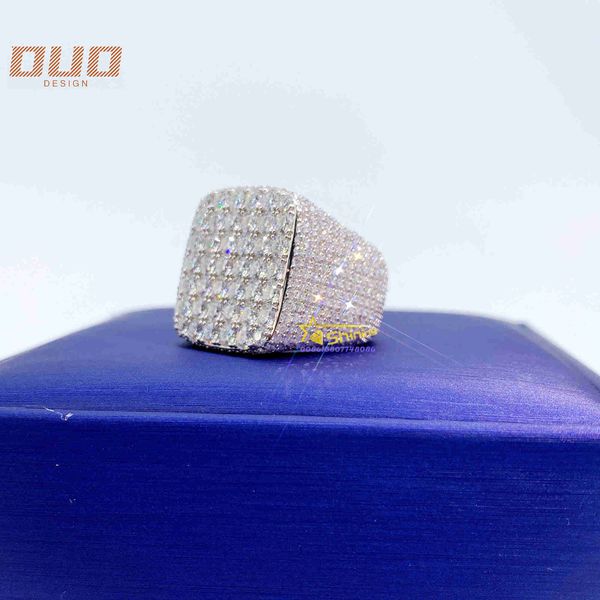 Bling jóias de luxo atacado hip hop Vvs moissanite laboratório diamante homens anel gelado