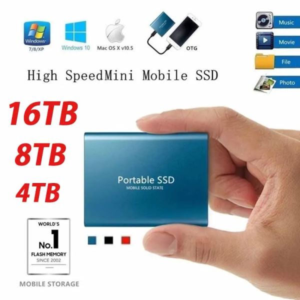 Boxs USB 3.1 Original tragbare SSD 2 TB 4 TB 8 TB 16 TB für Laptop Desktop Mobile externe Solid-State-Festplatte TypcC-Festplatten