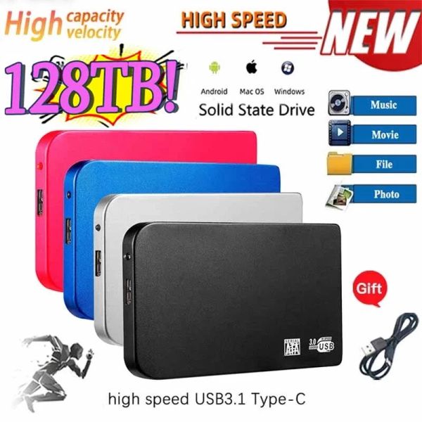 Boxs Tragbare Original 500 GB 128 TB SSD Highspeed Externe Solid-State-Festplatte USB3.0-Schnittstelle HDD Mobile Festplatte für Laptops