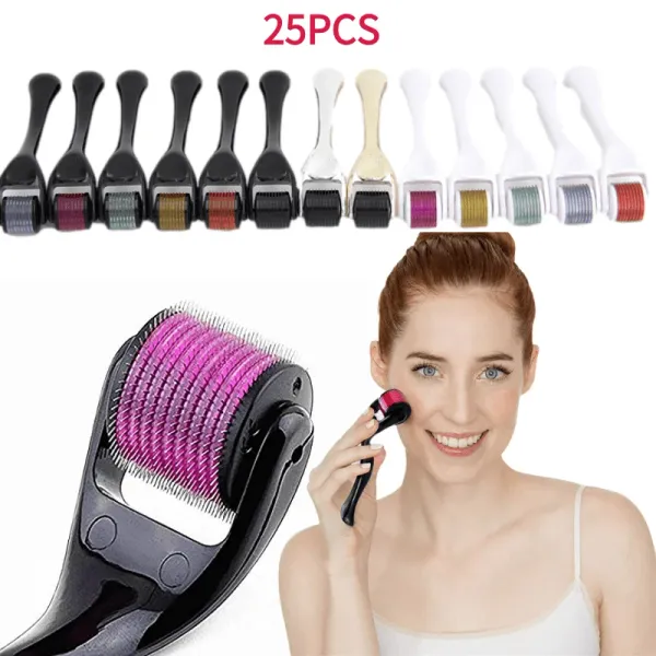 Shampoocondicionador 10/25 PCS Conjunto de rolos de agulha Micro Derma roller dermaroller de titânio Regestão de cabelo Crescimento da barba Anti -Hair Poir Loss Skin Care Ferramentas de cuidados com a pele