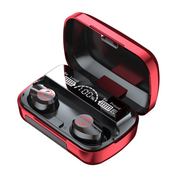 Kopfhörer M23 TWS Drahtlose Kopfhörer Ohrhörer HD Sound Touch Bluetooth 5.1 Wasserdichte Ohrhörer Headset Mit Mikrofon Ladebox Rot