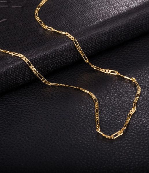 Verkaufe Halskette Herren Figaro Kette 2MM 470MM Halsketten Ketten 18k GelbgoldRosévergoldet Worldwide Fashion Jewerly Cahin9840379