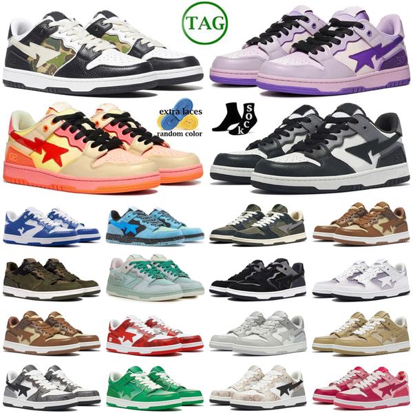 SK8 Sta Preto Roxo Gradiente Laranja Camurça Panda Patente Branco Cinza Indigo Denim Marrom Bege Pele de Cobra Amarelo Camo Azul Patente Gradiente Turquesa Prata Sapatos Casuais