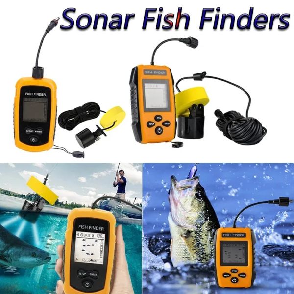 Finder 100M Rilevatore di pesca sonar 45 gradi Copertura sonar Ecoscandaglio Trasduttore di allarme Cercatori di pesci subacquei per la pesca in mare sul lago