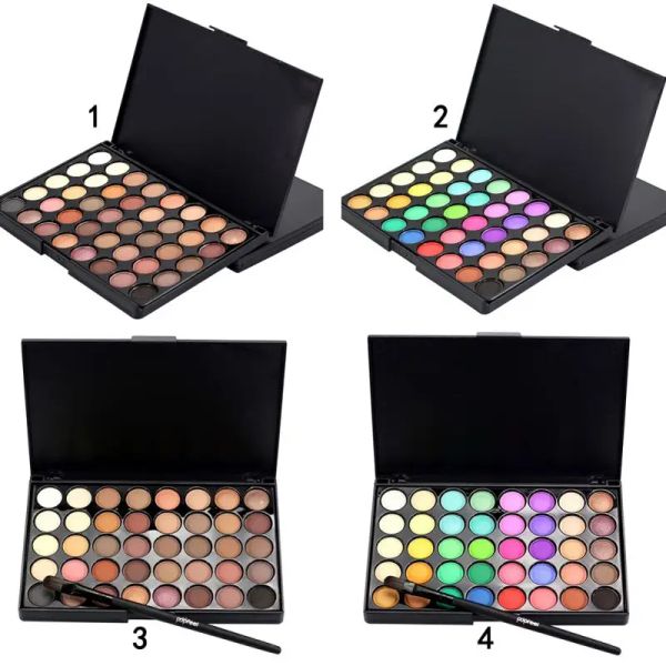 Schattenstärke 40 Farben Lidschattenpalette Matte und schimmere farbenfrohe leuchtende Farben Lidschatten professioneller Make -up -Paletten mit Pinsel