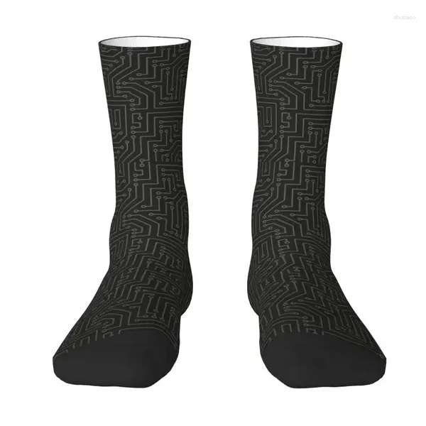 Herrensocken, Computer-Leiterplatten-Muster, Crew, Unisex, Kawaii, 3D-gedruckt, Elektrotechnik, Mikrochip-Technologie, Kleid