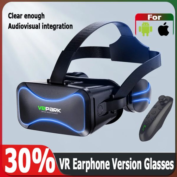 Dispositivi VR J30 Versione auricolare per IOS Smartphone Android Realtà virtuale Occhiali 3D Scatola Integrazione audiovisiva con bilanciere wireless