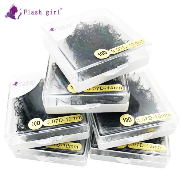 Cylashes Flash Girl Makeup Short STEM Fãs de 1000 fãs em uma caixa 10d 0,07 CD Privado Russa Russia Volume Lashes Lashes a granel