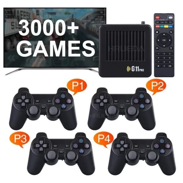 Box G11 Pro Game Box Console Console 256G Builtin 60000+ Retro Games 2.4G Wireless Gamepad 4K HD TV Box Console для PS1/GBA