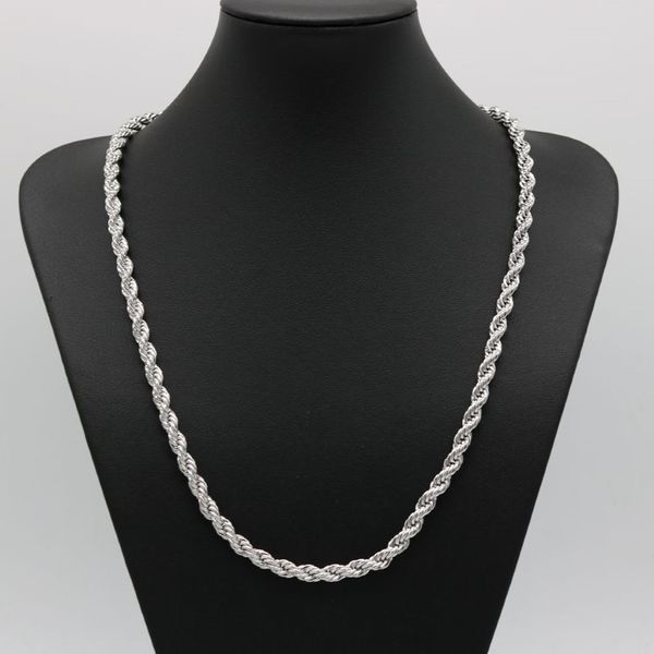 24-дюймовая классическая веревочная цепочка, толстая однотонная цепочка из белого золота 18 карат, женское и мужское ожерелье с узлом, ширина 6 мм236j