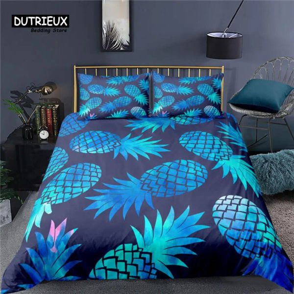 Definir luxuoso 3D Preapple Print Home Living Living Confortável Cobertão de edreca Filôs Kid Bedding Set Queen e King UE/EUA/Au/UK Size cortinas puras