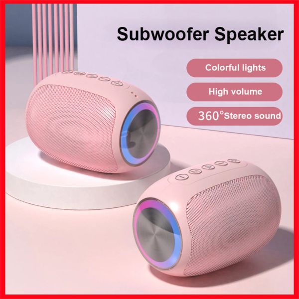 Alto-falantes rosa alto-falante bluetooth poderoso portátil caixa de som ao ar livre à prova dwaterproof água 10w baixo som suporte tf cartão fm ra