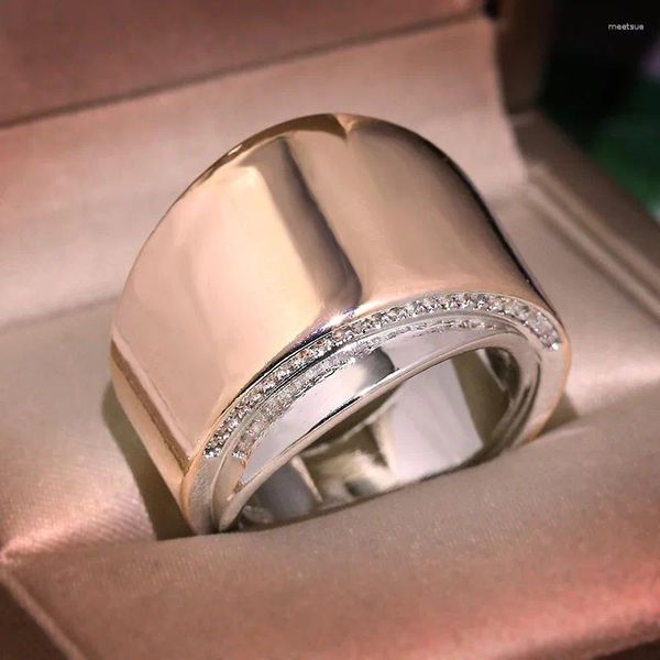 Anelli a grappolo Anello con zircone rotondo Timbro 925 Semplice micro set Regalo per festa di compleanno di matrimonio curvo bicolore in oro rosa