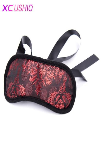 2017 Neues rotes Muster sexy Blindfold Eyeshade Soft Sleeping Eye Maske Cover für Erwachsene BDSM Bondage Fetisch Sexspielzeug für Paar S9243680259