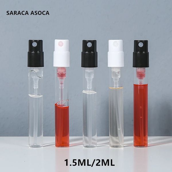 100 peças 1ml 1.5ml 1.8ml 2ml 2.5ml vidro de baioneta com preto branco transparente bomba de mola invisível pulverizador frasco de amostras de perfume 240229