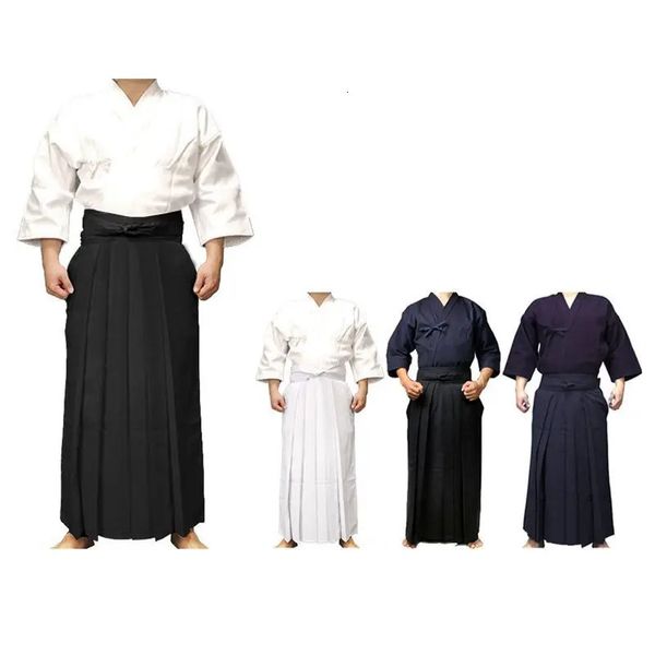 Alta qualidade aikido kendo uniforme japão hakama aikido artes marciais roupas de treinamento anime cosplay kenshin samurai roupas 240301