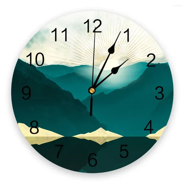 Duvar Saatleri Peyzaj Mürekkebi Mutfak Yuvarlak Masaüstü Dijital Saat Ticking Ticking Yaratıcı Çocuk Oda İzleme