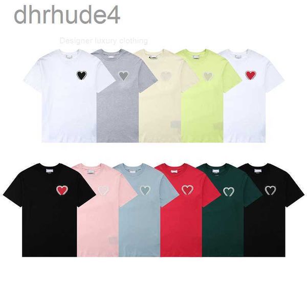 Paris Fashion Herren-Designer-T-Shirt Amis, besticktes rotes Herz, einfarbig, Big Love, Rundhals-Kurzarm-T-Shirt für Männer und Frauen mit dem gleichen Absatz, Nijy I121