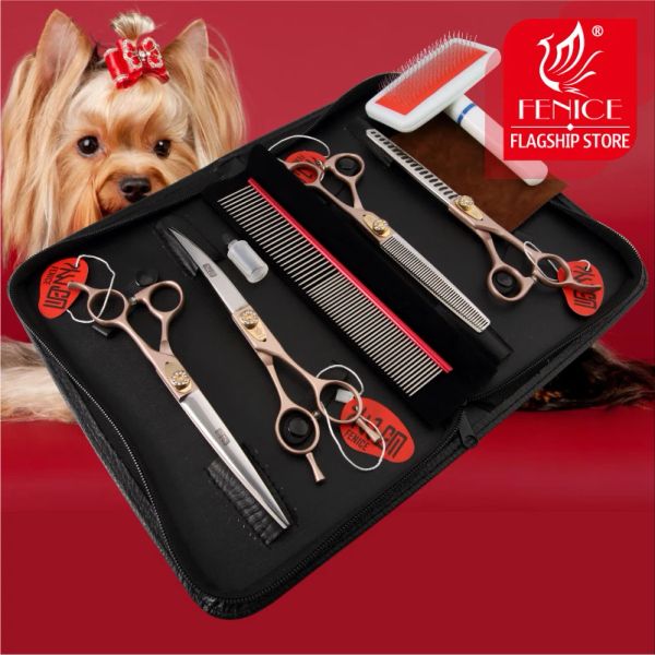 Scissori Fenice Dog Scissori Set di forbici per animali domestici con strati per la toelettatura a forbici bichon teddy bomei dog grooming shears set di utensili