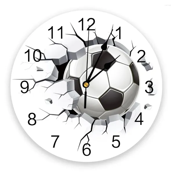 Wanduhren Fußball Crack Clock Wohnzimmer Wohnzimmer Einkünfte große runde stumme Quarztisch Schlafzimmer Dekoration Uhr Uhr