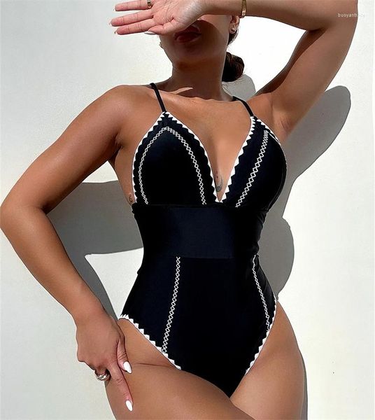 Kadın mayo çiçek sınır moda tek parça mayo seksi bikini kadın tatil plaj bayan