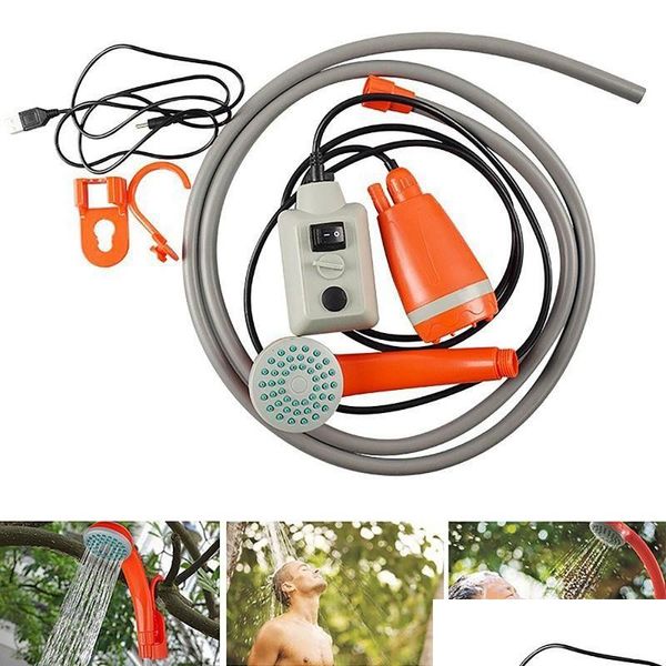 Wasserpistole Schneeschaumlanze Tragbare Autowaschanlage Cam Dusche Hochdruck-Elektropumpe Outdoor-Reise Nehmen Sie Duschwasser-Tropfenlieferung Dhqy4