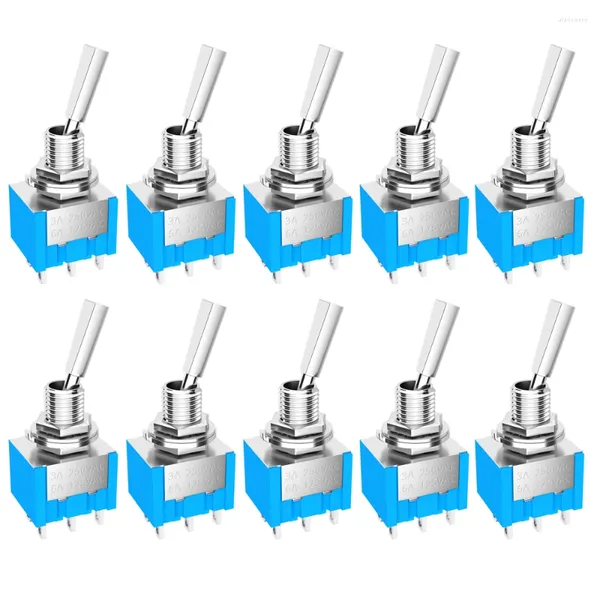 Controllo domestico intelligente 10PCS Mini interruttore a levetta 3 posizioni 2 ON OFF DPDT SPST DPST 6A 125VAC 3A 250VAC Maniglia piatta a scatto per camion auto