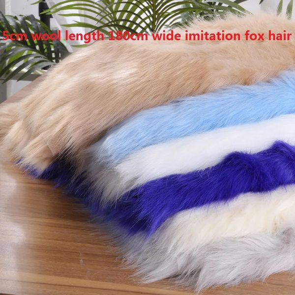 5 cm di lana lunghezza 180 cm di larghezza imitazione di alta qualità capelli di volpe tessuto peluche tappeto pelliccia abbigliamento animale fursuit capelli tessuto cucito fai da te 240223