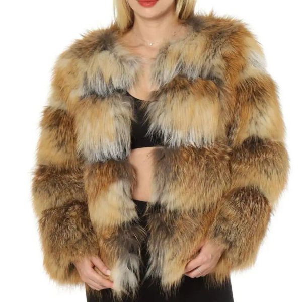 Pele feminina natural real casaco de pele de raposa vermelha moda com decote em v fofo inverno quente peludo pelúcia luxuoso 2023 jaquetas de raposa de ouro curto 22a10016