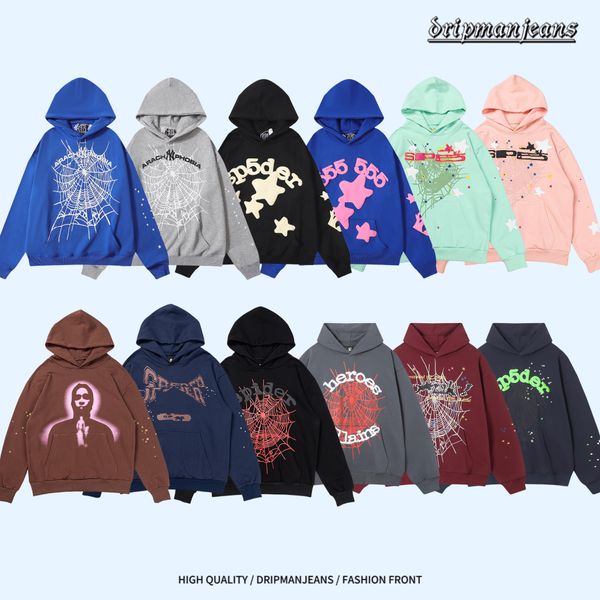 Spinnen-Kapuzenpullover, Designer-Herrenpullover, sp5der 555555, Kapuzenpullover für Herren und Damen, besticktes Spinnennetz-Sweatshirt, Streetwear, Mode, Baumwolle, Young Thug-Größe