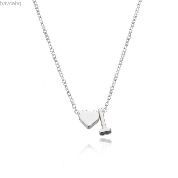 Collane con ciondolo Moda Piccolo Cuore Delicato Collana Iniziale Oro Argento Colore Lettera Nome Collane Girocollo Per Le Donne Ciondolo Gioielli Regalo 240302