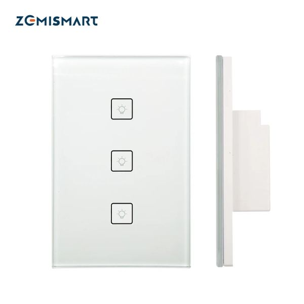 Controle zemismart zigbee eua au interruptor de luz inteligente 3 gangs tuya smartthings app com interruptor neutro alexa google casa controle voz