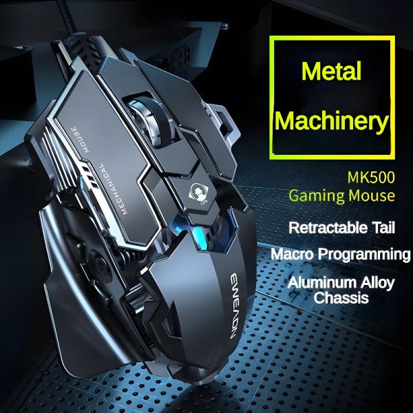 Ratos Novo Mecânico Wired Gaming Mouse 9 Key Macro Definição 12800 DPI Color Backlit Game Player Periférico para Windows PC