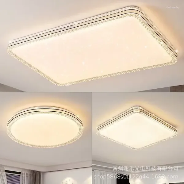 Luzes de teto 110V220V lâmpada na sala de estar LED imitação de cristal acrílico retangular quarto sala de jantar