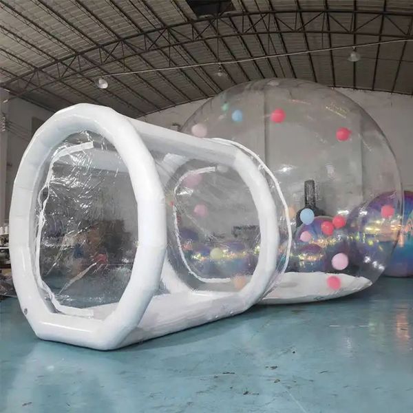 Atacado 3m ,4m aluguel ao ar livre camping barraca de bolha inflável transparente/casa de cúpula de cristal com túnel quarto único