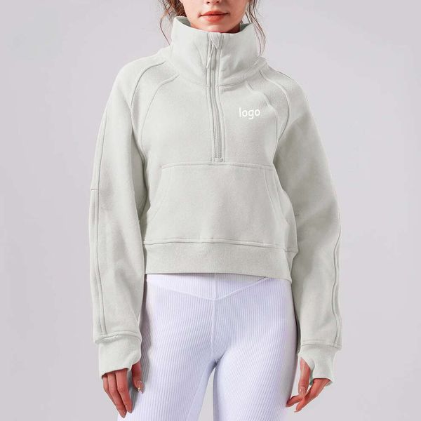 Lu Align Giacca Cappotto sportivo in peluche Yoga Caldo comfort Mezza zip Collo alto Moda Top Running Fitness manica lunga Limone LL Jogger Lu-08 2024