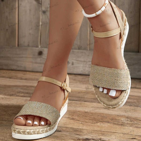 Sandali moda sandali con zeppa in tela per le donne estate 2023 espadrillas casual sandali con plateau donna suola spessa antiscivolo scarpe gladiatore T240306