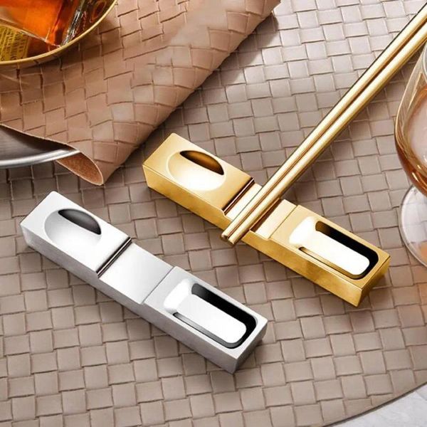 Conjuntos de louça de aço inoxidável Chopstick Rest Polido Espelho Brilhante Superfície Chopsticks Suporte Colher de Café Titular Utensílio Rack Cozinha