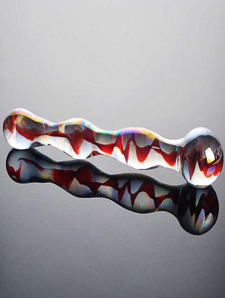 Cristallo colorato vetro Pyrex Dildo perline anali palla Butt Plug Masturbazione pene artificiale Dildo giocattoli adulti del sesso per le donne Gay X0507206430