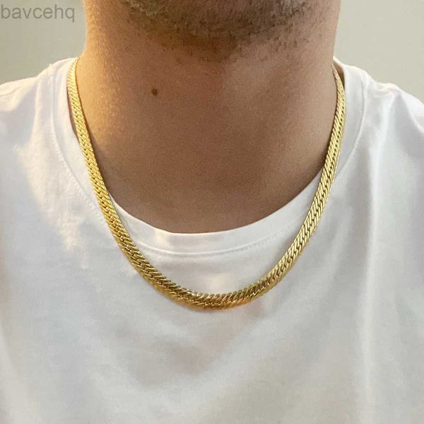 Colares de pingente Hiphop Corrente de ouro para homens Hip Hop Chain Colar 8mm 14k Amarelo Ouro Curb Long Chain Colares Mens Jóias Colar Collier 240302