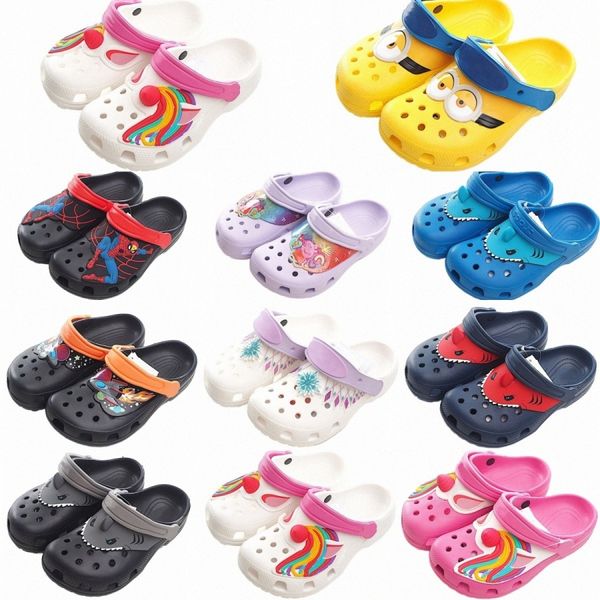 Sandali per bambini Clog Infradito Pantofole Per bambini Croc Hole Slipper Beach Candy Pink Classico Nero Ragazzi Ragazze Scarpe Bianco Estate Gioventù Bambini Scivoli Lig f2uZ #