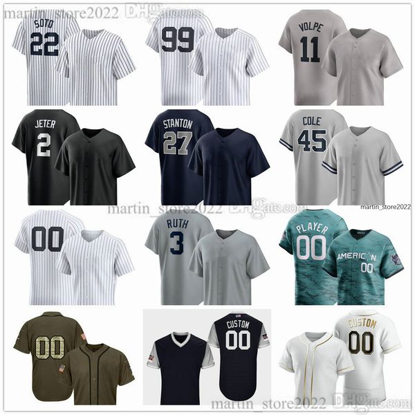 Camisa de beisebol costurada 2024 97 Ron Marinaccio 87 McKinley Moore 82 Cody Morris 72 Cody Poteet 63 Nick Ramirez 36 Clarke Schmidt 0 Marcus Stroman 94 Carlos Narvaez