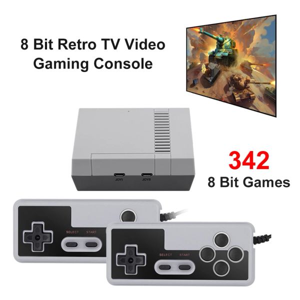 Players 8-Bit-Retro-TV-Video-Gaming-Konsole mit kabelgebundenem Controller, eingebauter 342 klassischer Spiele, tragbarer Game-Player für NES, Feature: 1. Mi