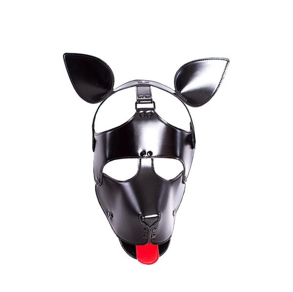 Neues Design Hundeform Maulkorb Welpenmaske mit Kopf-Bondage-Haube für männlich-weiblich Fetisch BDSM sinnliches Spiel Kostüm Maske Zentai Gimp Sl9712205