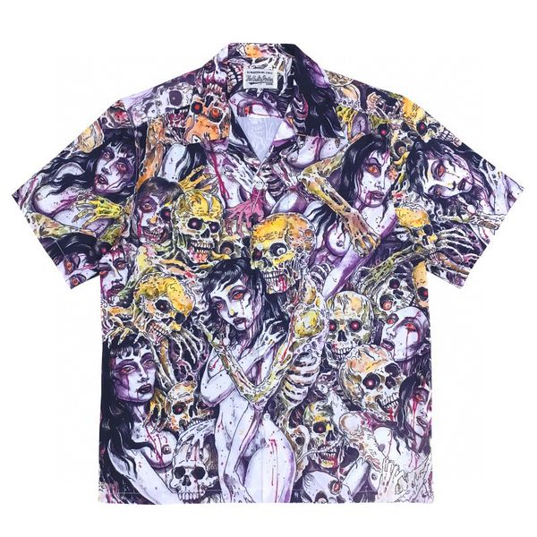 Camisa havaiana design masculino inferno menina crânio graffiti arte festa wear masculino feminino camisas de qualidade da marca